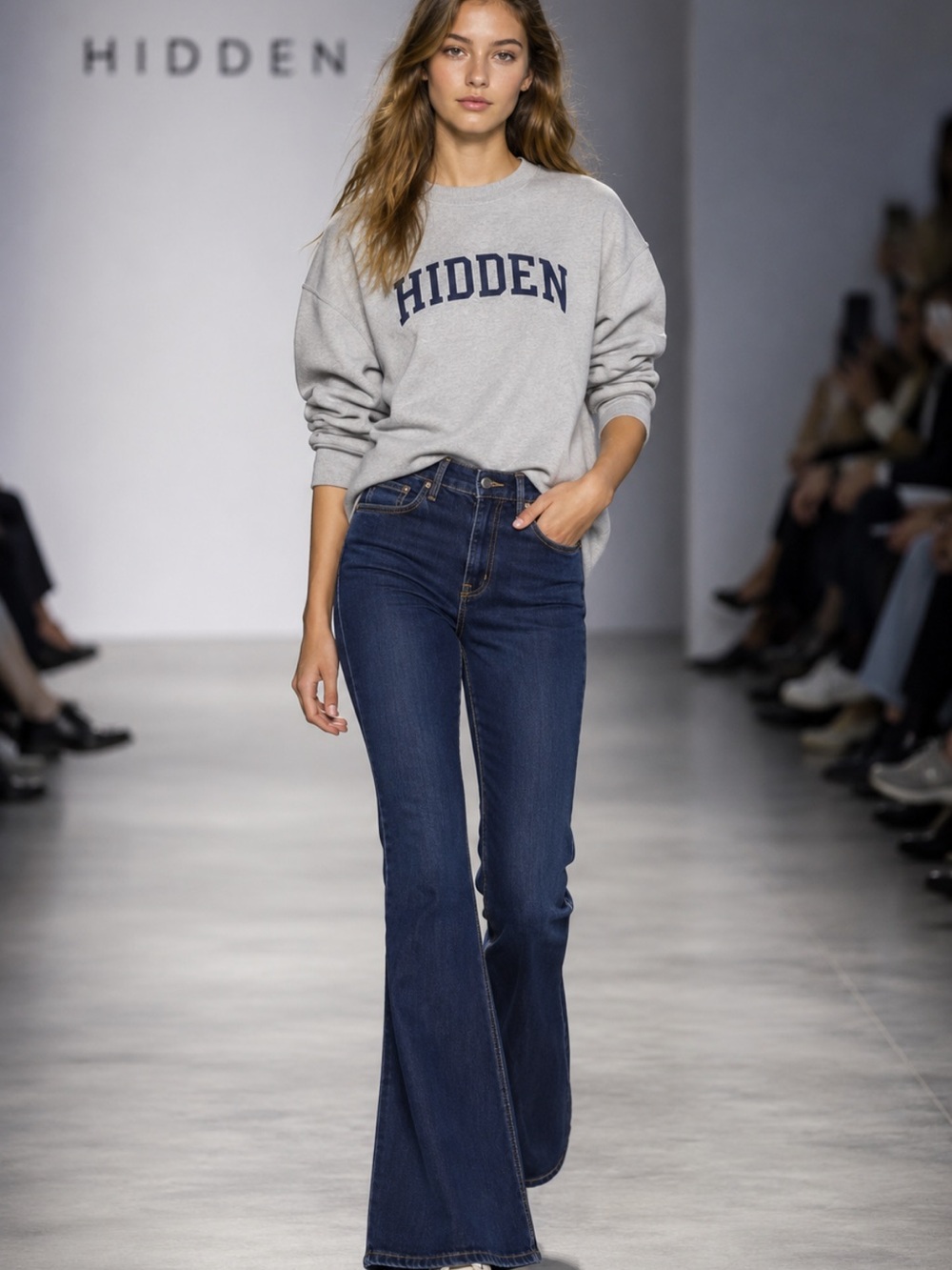 Hidden Dark Blue High-Rise Flare Jeans